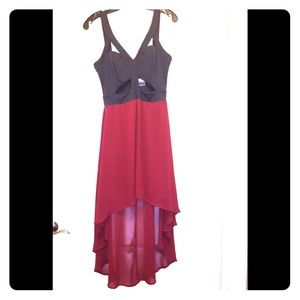 Dark gray and burgundy dress